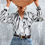 Printed Button Down Long Sleeve Shirt