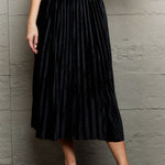 Ninexis Accordion Pleated Flowy Midi Skirt