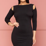 Pre-Order Black SHOULDER CUT OUT MIDI DRESS