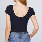 Solid Short Sleeve Scoop Neck Bodysuit