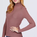 Turtle Neck Viscose Rib Sweater