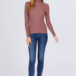 Turtle Neck Viscose Rib Sweater