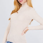 Turtle Neck Viscose Rib Sweater