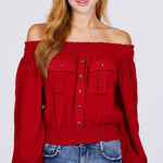 Front Pocket Off Shoulder Top