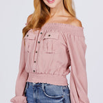 Front Pocket Off Shoulder Top