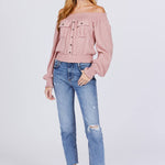 Front Pocket Off Shoulder Top