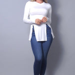 Sleek & Chic Fall Long Sleeve Slitted Top
