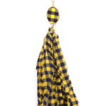 Checkered Pattern Fabric Tassel Necklace