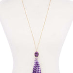 Checkered Pattern Fabric Tassel Necklace