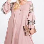 Mixed Ruffle Sleeve With Hidden Pocket A Line Dress