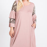 Mixed Ruffle Sleeve With Hidden Pocket A Line Dress