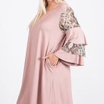 Mixed Ruffle Sleeve With Hidden Pocket A Line Dress