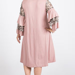 Mixed Ruffle Sleeve With Hidden Pocket A Line Dress