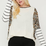 Plus Size Cheetah Print  Long Sleeve Top