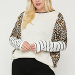 Plus Size Cheetah Print  Long Sleeve Top
