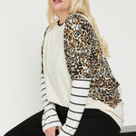 Plus Size Cheetah Print  Long Sleeve Top