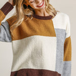 Colorblock Contrasted Cotton Fabric On Back Top With Side Slits And High Low Hem