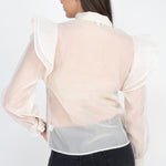 Neck Bow Tie Ruffle Blouse