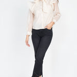 Neck Bow Tie Ruffle Blouse