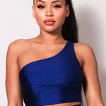 Sleeveless One Shoulder Bustier Crop Top