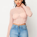 Sexy Mesh Mock Neck Top