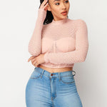 Sexy Mesh Mock Neck Top