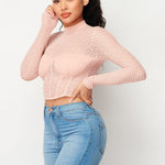 Sexy Mesh Mock Neck Top