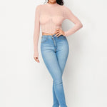 Sexy Mesh Mock Neck Top