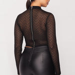 Sexy Mesh Mock Neck Top