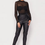 Sexy Mesh Mock Neck Top