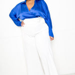 Satin Long Sleeve Tie Waist Wrap Top