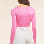 Plain Tight Fit Long Sleeve Round Neck Bodysuit
