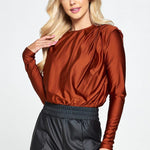Metallic Padded Shoulder Bodysuit