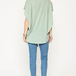 Leopard Jacquard Knit Jersey Top With Front Tie, Ruffled Sleeve