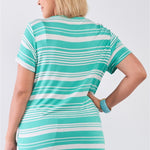 Plus Striped And Distressed Cut-out Top