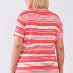 Plus Striped And Distressed Cut-out Top