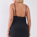Plus Size Sleeveless Silky Cowl Neck Bodycon Cami Mini Dress