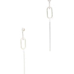 Oval Metal Bar Post Drop Earring