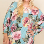 Plus Size Floral Printed Venezia One Shoulder Fashion Top
