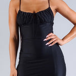 Spaghetti Ruched Bust Midi Dress