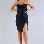 Spaghetti Ruched Bust Midi Dress