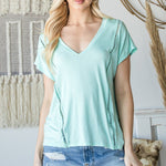 Short Sleeve V Neck Top