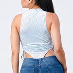 Velvet Leopard Side Shirring Extreme Cut Bodysuit
