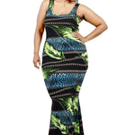 Plus Leaf & Chain Print Bodycon Maxi Dress