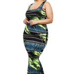 Plus Leaf & Chain Print Bodycon Maxi Dress