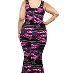 Plus Leaf & Chain Print Bodycon Maxi Dress