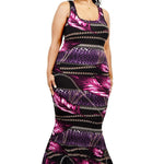 Plus Leaf & Chain Print Bodycon Maxi Dress