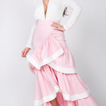Contrast Hem Ruffle Layer Maxi Skirt