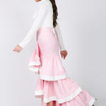Contrast Hem Ruffle Layer Maxi Skirt