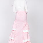 Contrast Hem Ruffle Layer Maxi Skirt